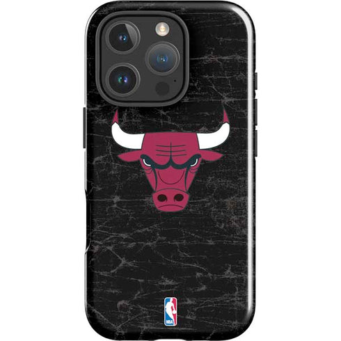 NBA Chicago Bulls Black Distressed iPhone 16 Pro Impact Case